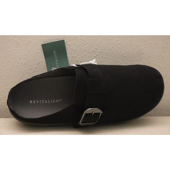 Revitalign A641021 Women's Sz 12D Black Solaire Orthotic Canvas Buckle Mules - Picture 8 of 13